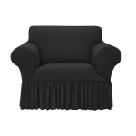 Elastne Veekindel Diivanikate Seelikuga, Libisemisvastane M&ouml;&ouml;blikaitse., Juoda