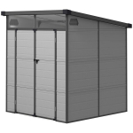 1,9 x 1,9 m aiamajake, t&ouml;&ouml;riistakuur plastikust, lukustatavate ustega, 2 ventilatsiooniava, helehall, &Scaron;viesiai pilka