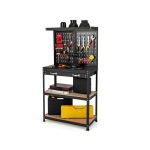 Costway t&ouml;&ouml;pink perforeeritud seinaga sahtliga t&ouml;&ouml;laud 81 x 41 x 155 cm must + punane