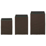 vidaXL lisalauad 3 tk, klaasplaadiga, pruun, pol&uuml;rotang, Ruda
