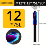1tk 65 Kraadi Nanomeetri Sinine Volfram Teras Punkt Puuri Faasimise Nuga Auk Positsioneerimine Puurimine Keskne Puurimine CNC Teras 90 Kraadi., 1vnt 12-D12-75