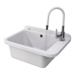 Valamu kraanikauss Granitan Negra valge k&ouml;&ouml;gisegisti komplekt