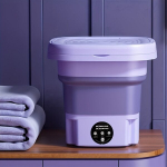 MOMMED Kaasaskantav Kokkupandav Mini Pesumasin, T&auml;isautomaatne Pesur,  Violetinė