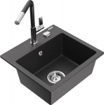 Graniidist k&ouml;&ouml;givalamu Mexen Milo koos segisti ja sifooniga, Black granite+Black/Chrome