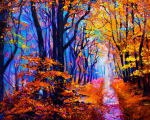 Maalimine numbrite j&auml;rgi - maalimise komplekt 40x50 cm. "Autumn forest path"