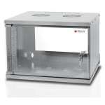 Seinakapp Techly 19" 6U / 320mm, kokkupandud, klaasuksega, hall