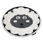Laste vaip JOY Ring Sheep lambad, lastele - Struktuuriline, kahel tasemel fliis koor / must