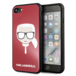 Karl Lagerfeldi &uuml;mbris iPhone X / XS jaoks KLHCPXDLHRE punane k&otilde;va &uuml;mbris Ikooniline Ikooniline Glitter Karli pea