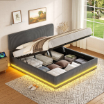 Pehmendatud voodi LED-i, USB-C-ga, reguleeritav pea, 180x200 cm