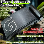 Automaatne v&ouml;&ouml; pannal, Sidabrinė G automatinė drobinė diržo sagtis (vidinis skersmuo, plotis 3,7 cm)