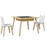 Laste laud ja toolide komplekt 60x60x44 cm naturaalne puit, hoiustamine