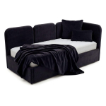 Voodi LUNA-R + Madrats SAPNAS 2 XL|90x200|Must #80|Veluur