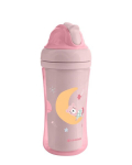PP tass KikkaBoo Moony Me roosa 220 ml, silikoonist k&otilde;rs, BPA-vaba