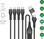 4SMARTS USB-C USB-A kaabel 4in1 1.2m telefonide, tahvelarvutite ja kiirlaadimiseks