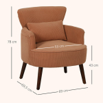 Tugitool Polsterdatud Aktsenttool 69x69.5x78 cm Oranž