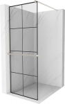 Mexen Kioto+ du&scaron;isein riiuliga Walk-in 90 x 200 cm, must ruut, harjatud nikkel - 800-090-121-97-77
