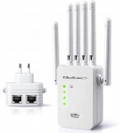 Qoltec WiFi-signaali v&otilde;imendi | Repeater | Juurdep&auml;&auml;supunkt | N300 | 6 antenni | 2x RJ45
