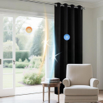 Veluurist pimendavad termo-kardinad mustad 140 x 240 cm 2 tk &mdash; magamistoa kardinad, pimendavad kardinad, elutoa kardinad, aknatekstiilid, &ouml;&ouml;sidega kardinad, glamuur aknakaunistus, helikindlad kardinad