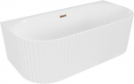 Mexen Sella vann vaba-seisev, seinale kinnitatav, rihveldatud, 150 x 75 cm, valge l&auml;ige, &uuml;levool roosa kuld - 52711507500-60, 150 x 75 cm