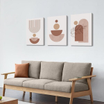 Boho Abstraktsed Geomeetrilised L&otilde;uendipildid 3 T&uuml;kki 50x70 cm &mdash; tript&uuml;hhon seinale, elutoa kaunistused, beežid maalid, magamistoa sisustus, kaasaegne graafika, boho seinakaunistused, l&otilde;uendpiltide komplekt