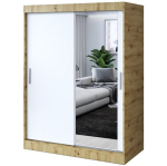 L&uuml;kandustega riidekapp peegli riiulite ja riidepuuga Belvedo Hugo Artisan Oak matt valge 150x200cm komplekt