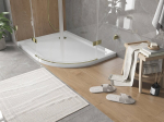 Mexen Flat poolringikujuline slim alus vasak 90 x 80 cm, valge, kuldne sifoon - 41108090L-G, 90 x 80 cm