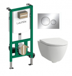 WC komplekt Laufen Pro X Rimless koos potiseina raami, aeglase sulgumisega kaane ja kroomitud nupuga