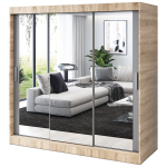 L&uuml;kandustega riidekapp 3 peegli riiulite ja riidepuudega Belvedo Karl Sonoma tamm matt antratsiit 200x200cm komplekt