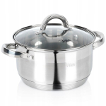 Roostevabast terasest pott klaasist kaanega, 20 cm, 2,5 L