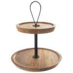 2-korruseline mango puidust taldrik 30 cm, Patera drewniana 2-poziomowa MANGO 30 cm