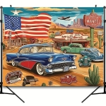 Route 66 Retro Taust Kangas Pickify, 150*100cm/59*39.5inch