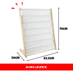 Kruzzel Laste Raamatuhylly 25809 | 6 Hyllyt, Puit + Kanga, 79&times;62.5&times;30 cm