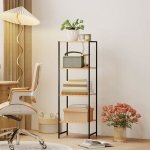Bambusest ja terasest riiul, 4 riiulit, 36,5x33x110 cm, 1 tk