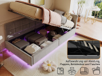 &Uuml;heinimesevoodid 90 x 200 cm, diivanvoodi panipaikadega, LED, USB ja Type-C, samet, hall