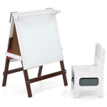 Laste molbert ja tooli komplekt, 55x48x75-94 cm, pruun
