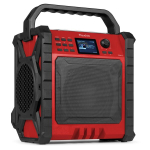 Temi-XL DAB/FM-raadio t&ouml;&ouml;platsile akuga, punane