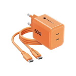 laadija Forcell GaN III + "USB-C (Type-C) to USB-C (Type-C)" (2xUSB-C 60W) orange