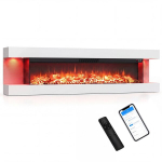 Costway 60" elektrikamin, 3-k&uuml;ljeline, 750W/1500W k&uuml;tteseade, elektrikamin LED-k&uuml;lgtuledega, valge