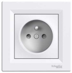 Schneider Electric asfora Pistikupesa maanduse ja kaitseklappidega, valge, 5 tk.