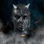Realistlik kuradimask Halloweeniks, lateksist, sarvedega, must
