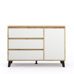 Kummut Mebelbos Borg 1d3s, 110x38,9x78,4 cm, valge/pruun