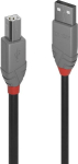 Lindy USB2 A-B kaabel 36674 3m, hall, USB-A / USB-B, 1 USB 2.0, 1 USB 2.0 t&uuml;&uuml;pi B