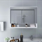 vidaXL LEDidega vannitoa peegelkapp, valge, 80 x 15 x 60 cm, MDF