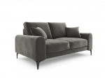 Kahekohaline diivan Mazzini Sofas Madara, veluur, helehall/must