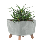 Nelinurkne lillepott jalgadega, 29 x 22 cm, hall, plastikust, betooni v&auml;limus