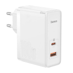 Baseus seinalaadija GaN5 Pro PD 100W 1x USB-C 1x USB valge+ USB-C - USB-C