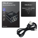 Qoltec Mini Splitter Switch 1x2 RJ45 1000 Mbps USB-C Powered Aluminium 52249