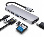 Adapter 6in1 Hub USB-C HDMI 4K SD Macbook Pro / Air