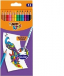 V&auml;rvilised pliiatsid kustutuskummiga Bic Kids Evolution Illusion, 12 v&auml;rvi komplektis