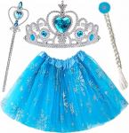 Elsa kost&uuml;&uuml;m - t&uuml;llseelik, kroon, juuksekumm, lips ja v&otilde;lukepp